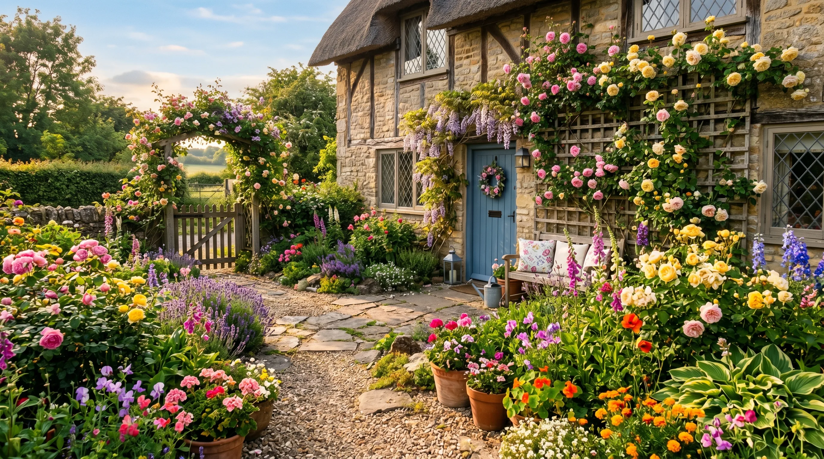 Layered Shrub Planting Near the House